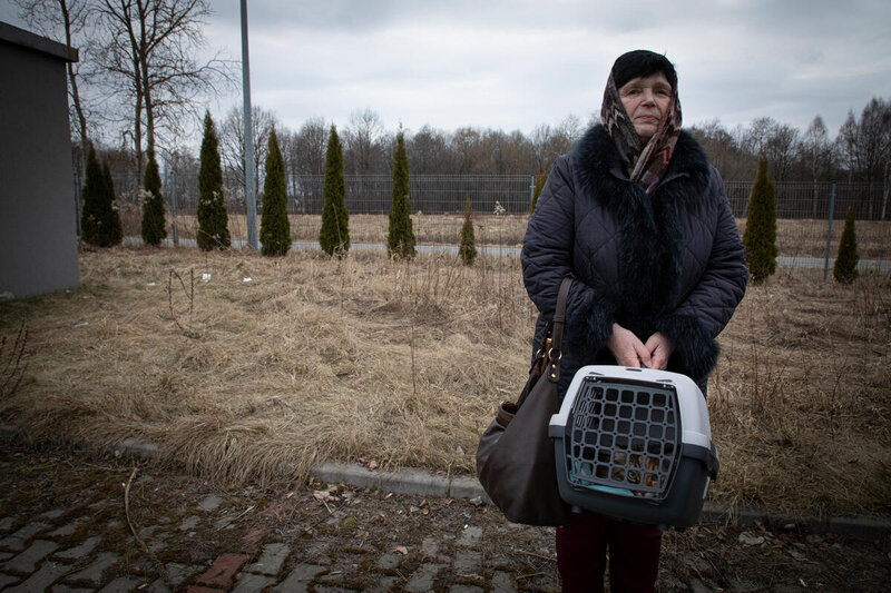 Woman with cat from Ukraine in Poland